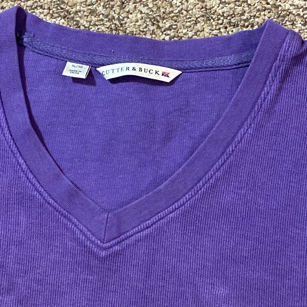 Cutter & Buck 💯% Cotton Men's Purple V-Neck Sweater Size XL
